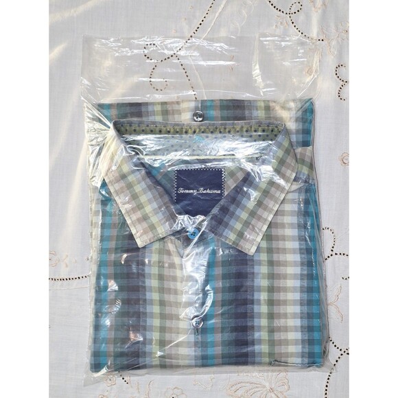 Tommy Bahama Shirt Mens XL Multicolor Turqoise Teal Check Button Up Long Sleeve - Picture 6 of 6